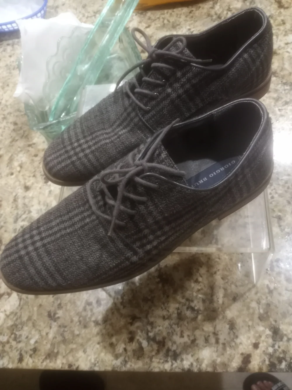 Giorgio Brutini Gray Plaid Lace-Up Men's Dress Shoes